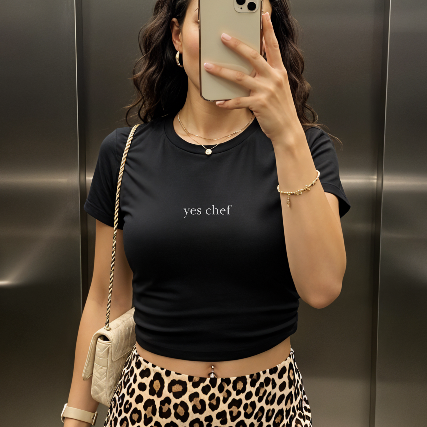 Shirtgeist Yes Chef Baby Tee — styled look