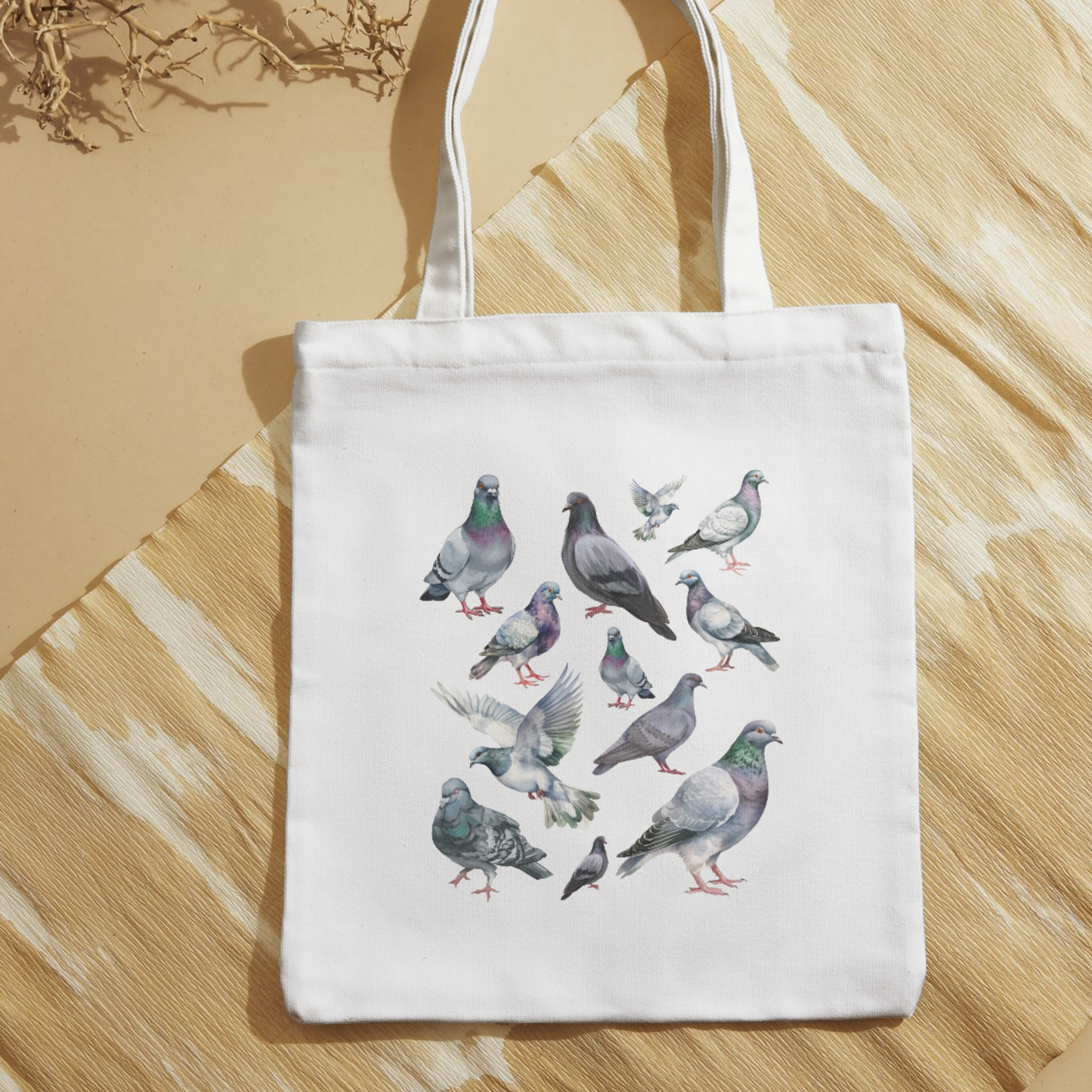Pigeon Illustration Tote Bag