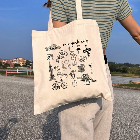 NYC Doodle Canvas Tote