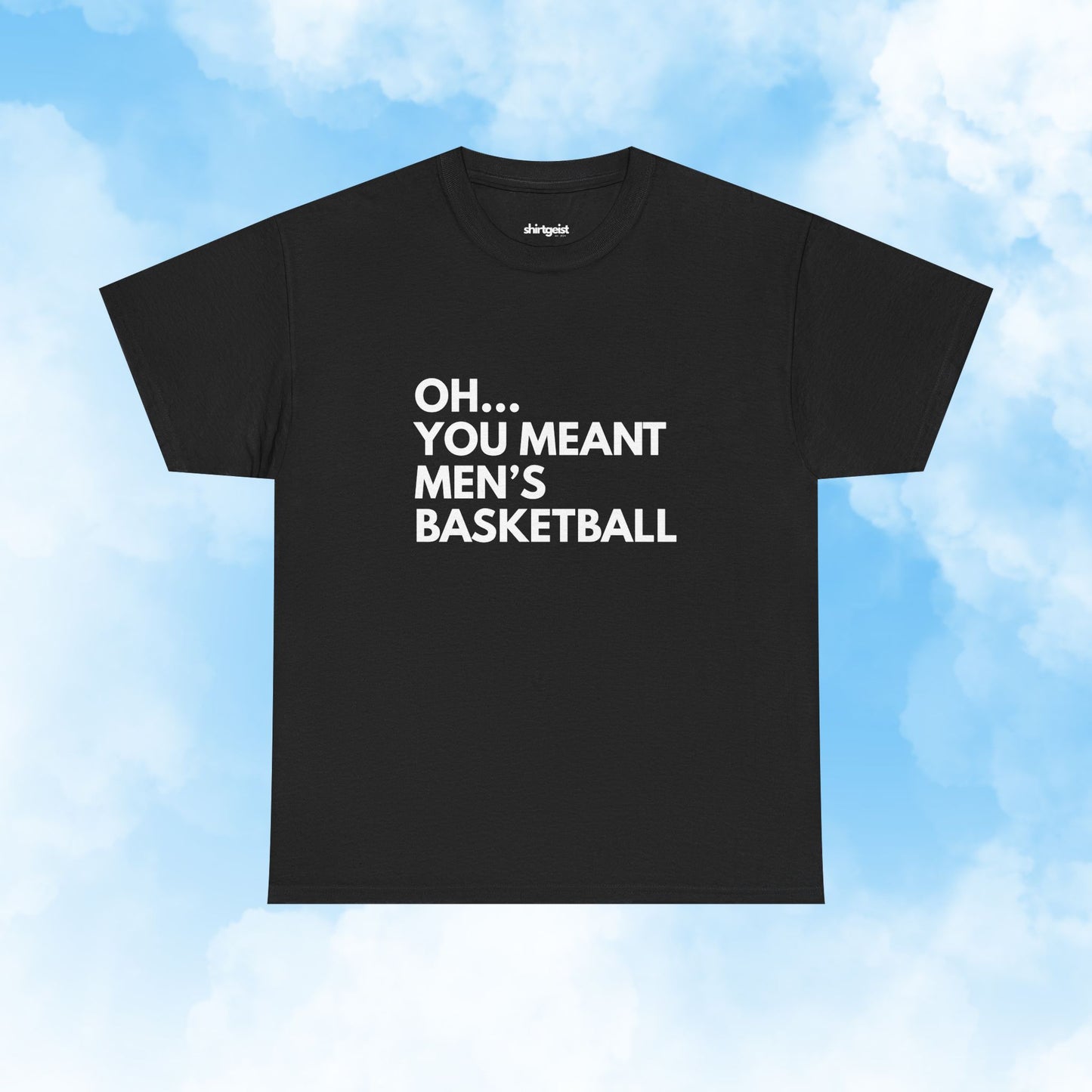 Shirtgeist Oh You Meant Men's Basketball Bold Shirt — detail shot