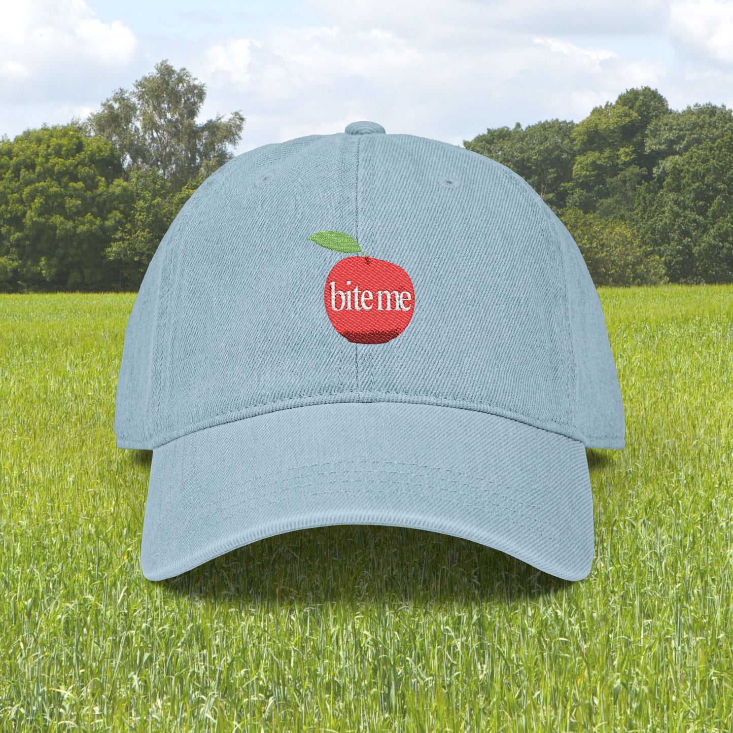 Bite Me Apple Embroidered Hat