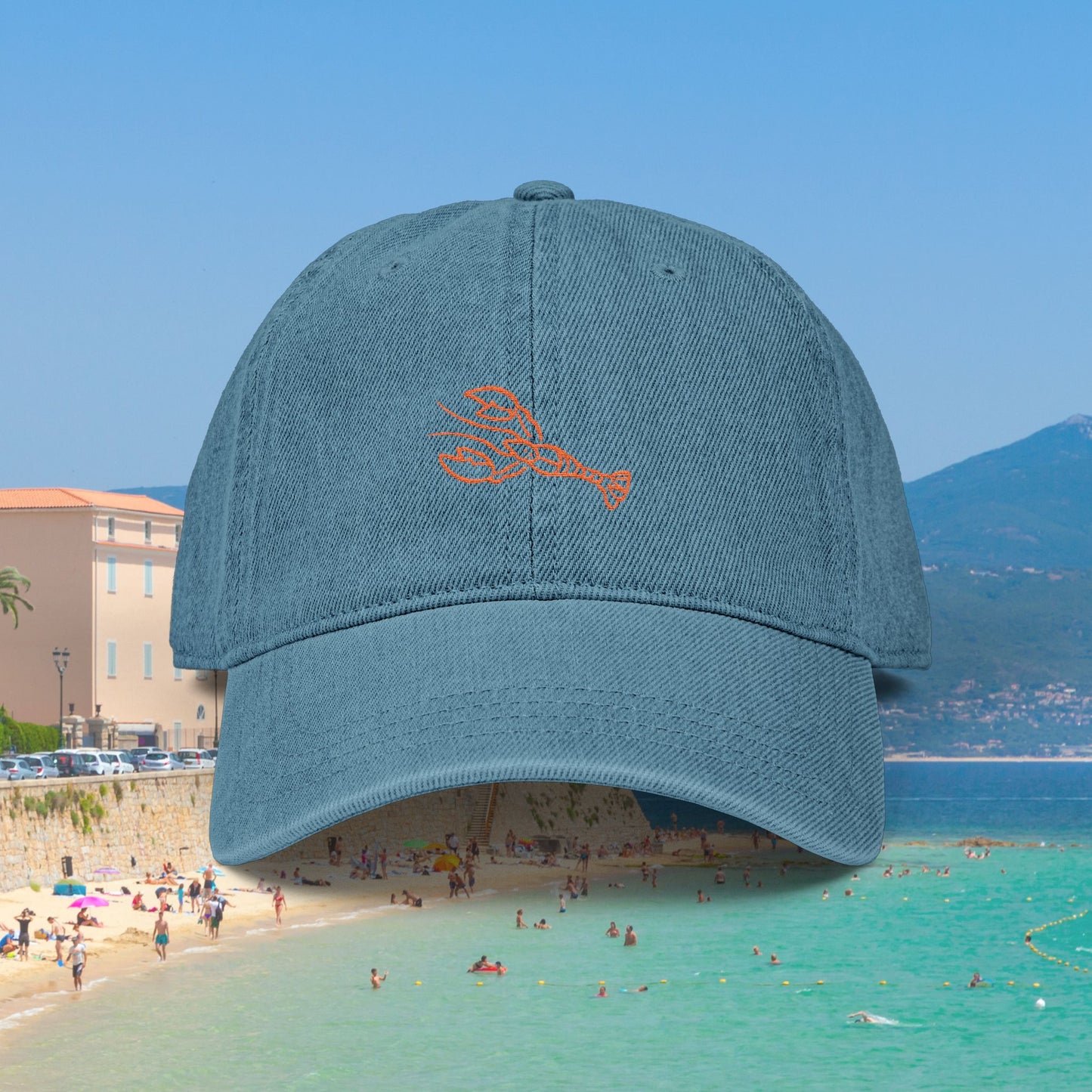 Lobster Embroidered Denim Hat