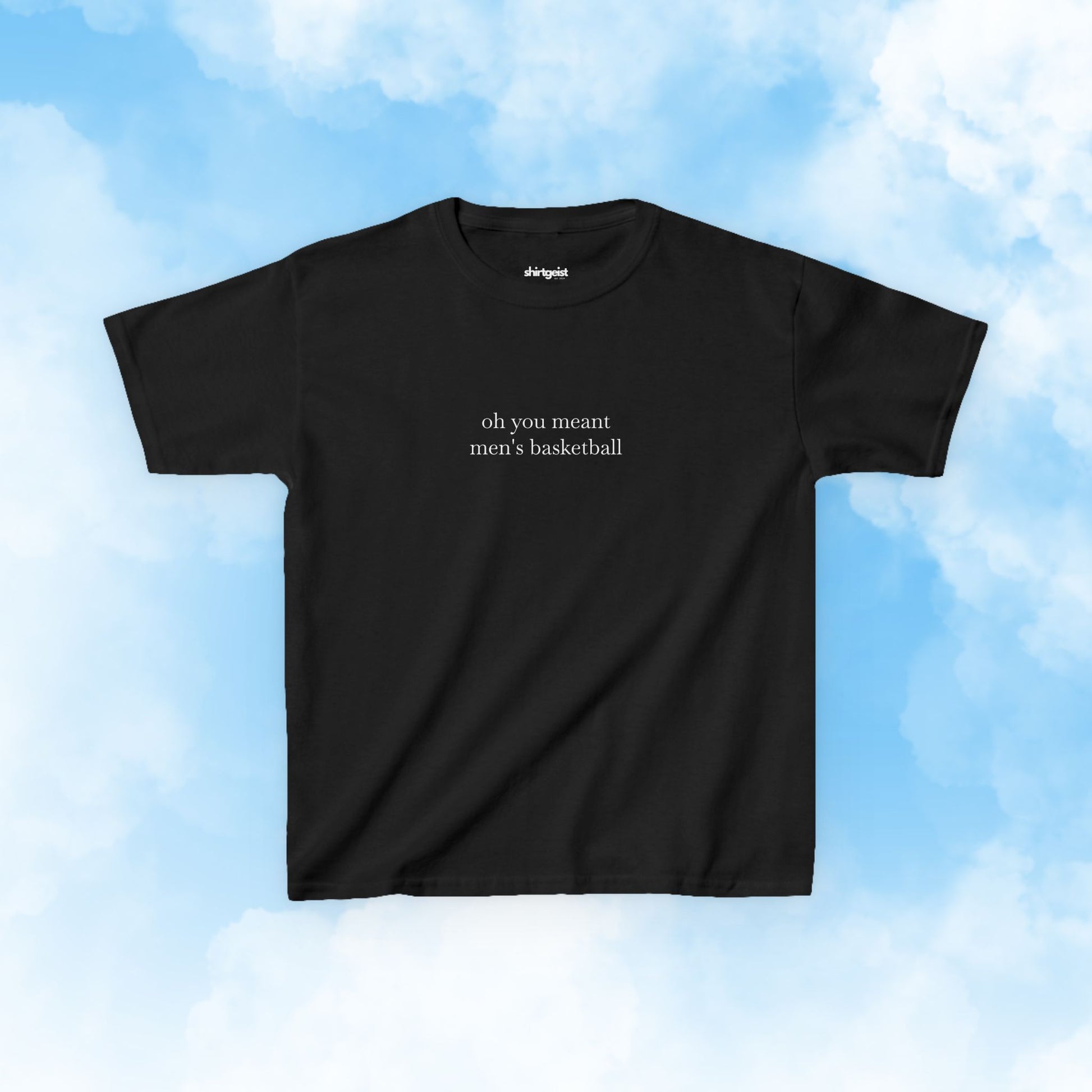 Shirtgeist Oh You Meant Men's Basketball Baby Tee — detail shot