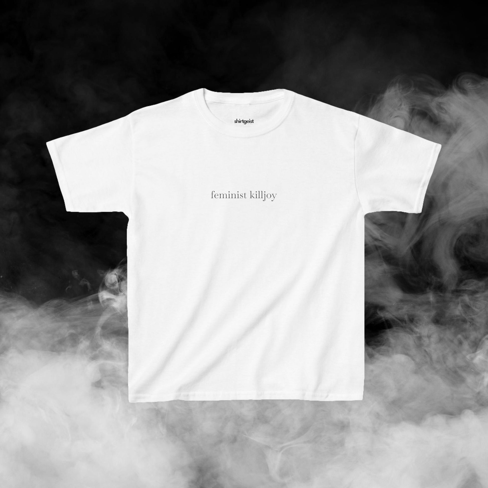 Shirtgeist Feminist Killjoy Baby Tee — lifestyle photo