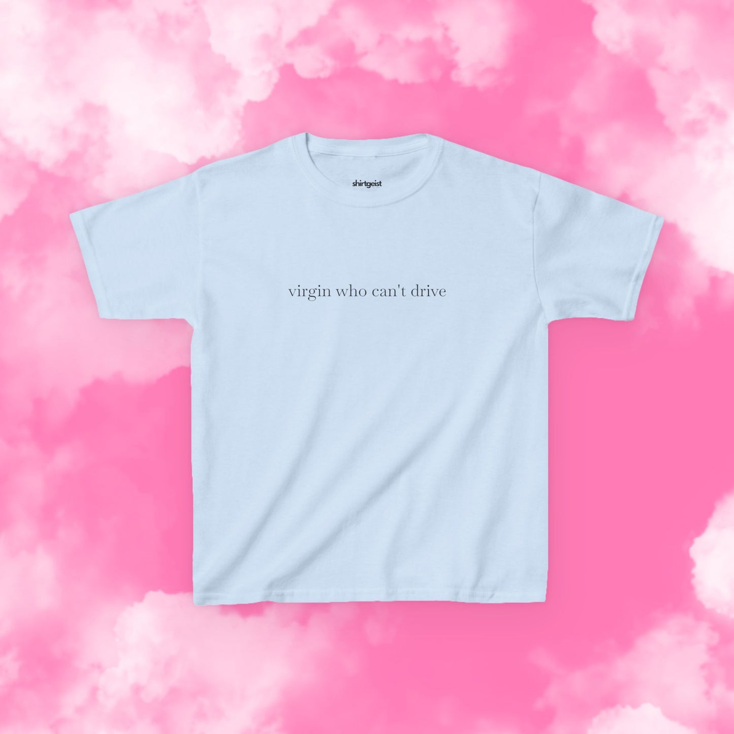 Shirtgeist Virgin Who Can't Drive Baby Tee — back view