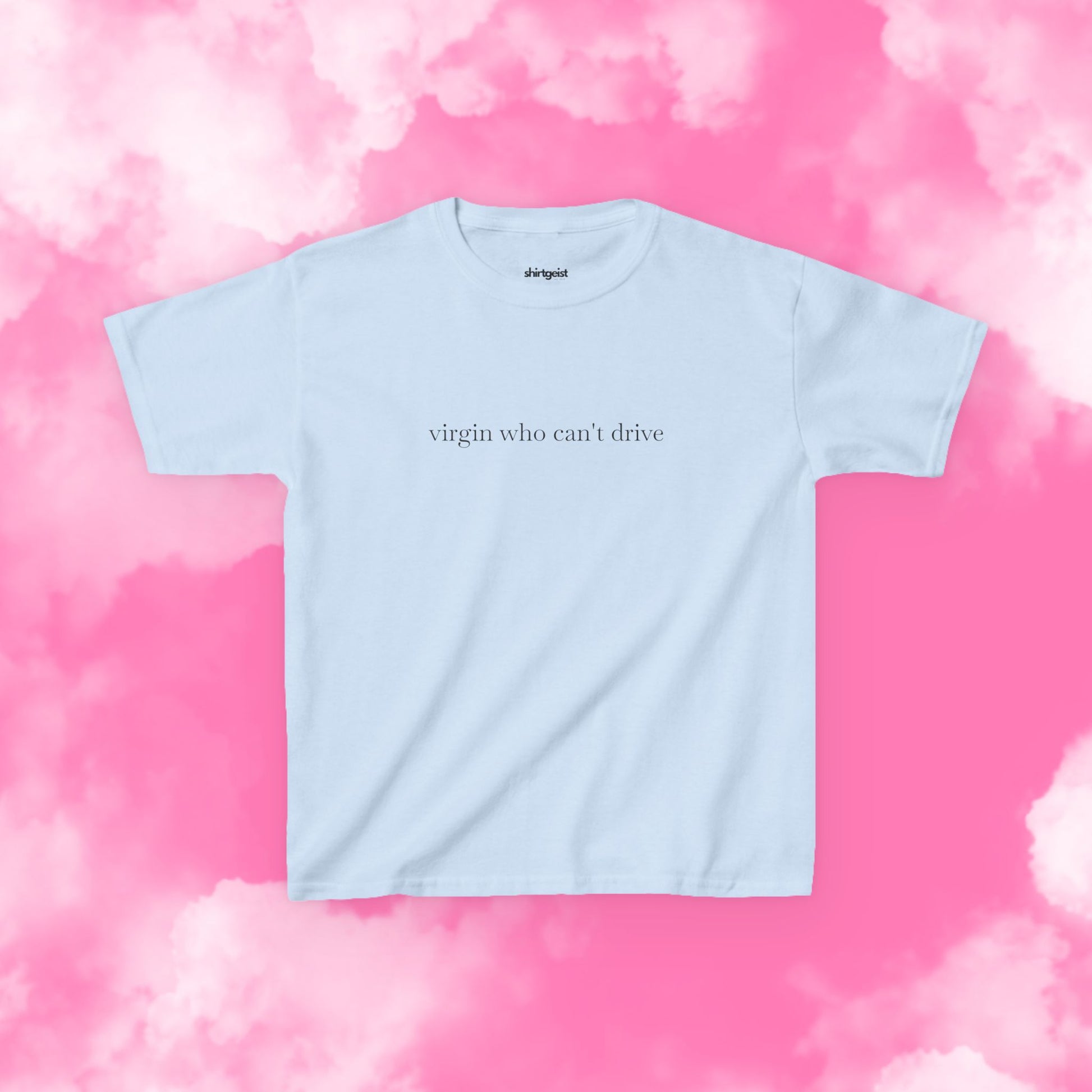 Shirtgeist Virgin Who Can't Drive Baby Tee — back view