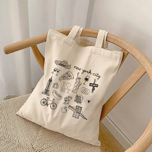 NYC Doodle Canvas Tote