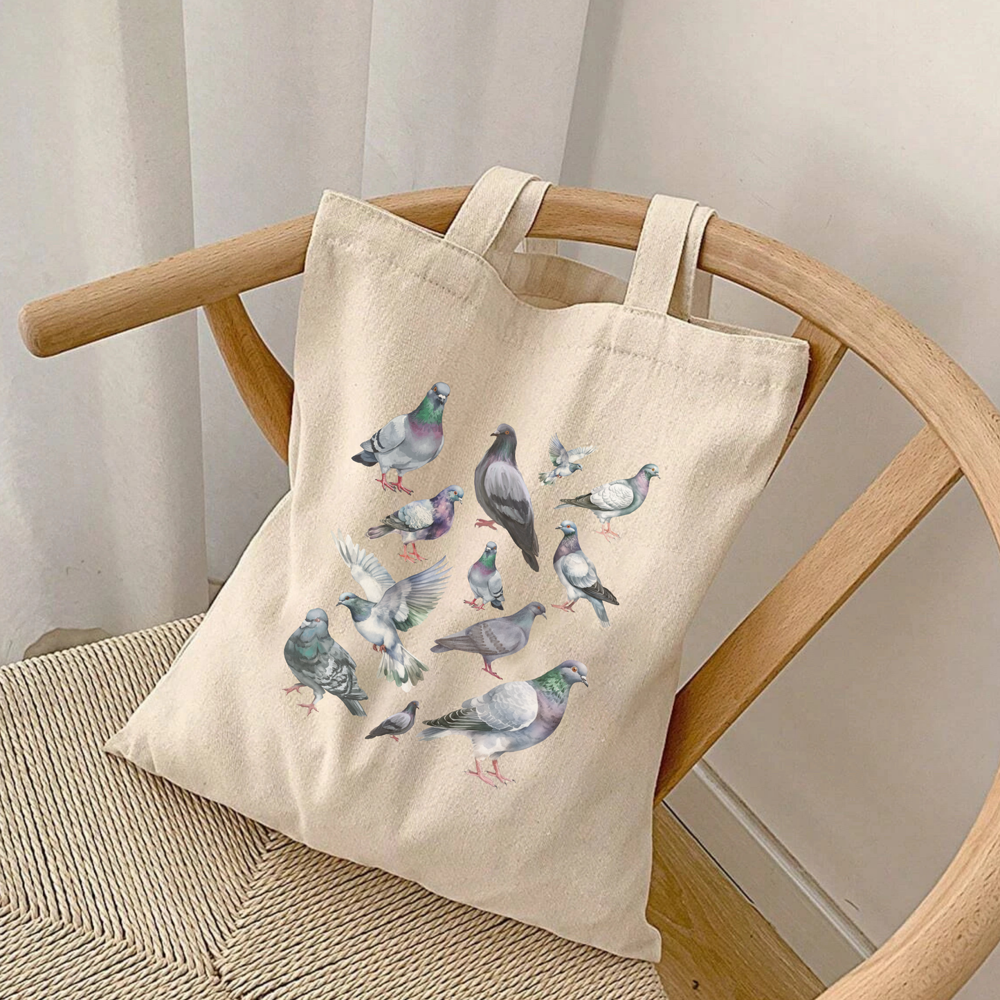 Pigeon Illustration Tote Bag