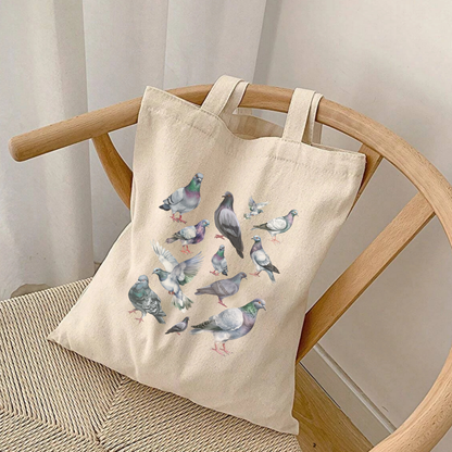 Pigeon Illustration Tote Bag