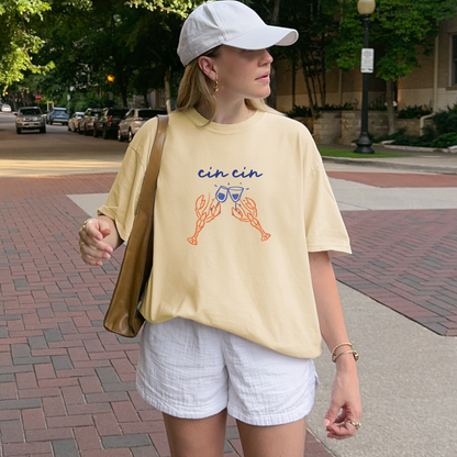 Shirtgeist Cin Cin Lobster Shirt — front view on model