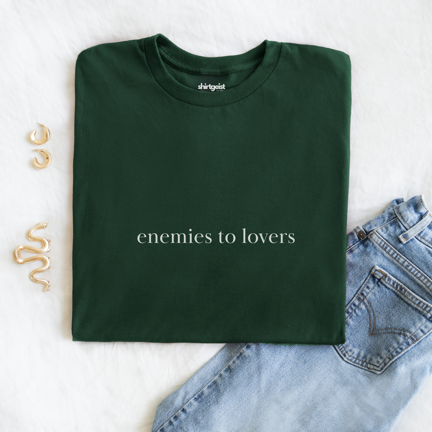 Shirtgeist Enemies to Lovers Shirt — front view on model