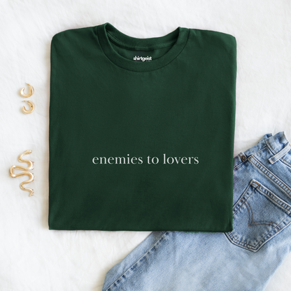 Shirtgeist Enemies to Lovers Shirt — front view on model