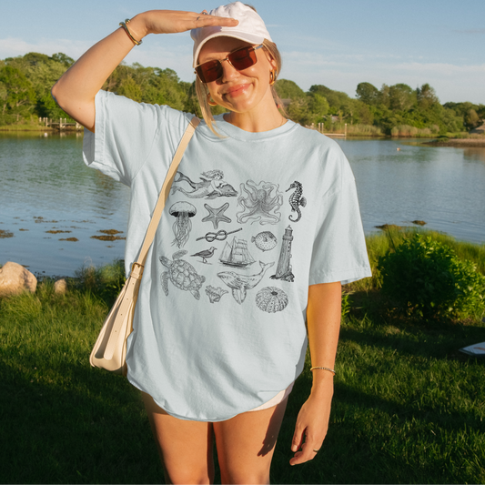 Shirtgeist Nautical Creatures Tee — front view on model