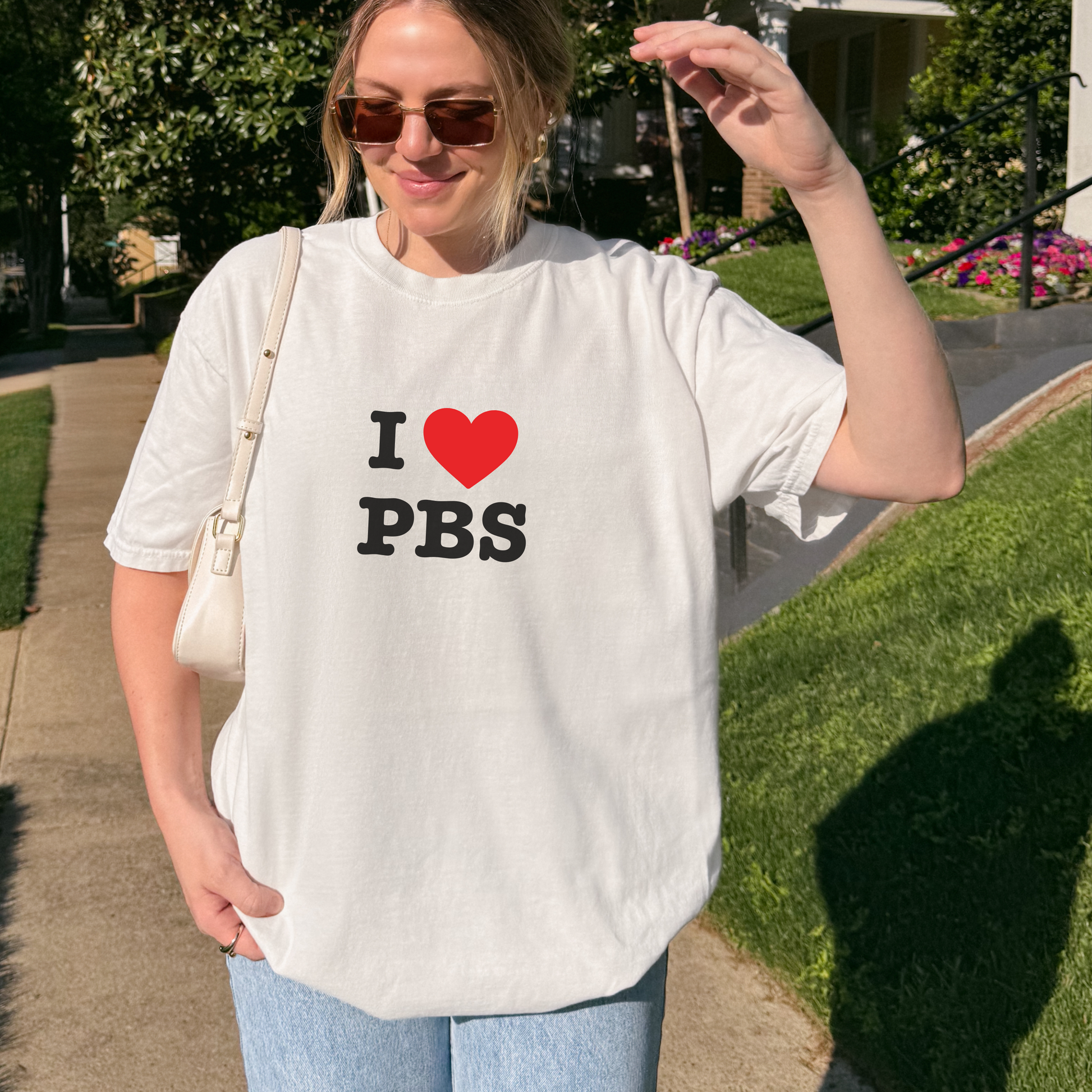 Shirtgeist I ❤️ PBS Shirt — detail shot