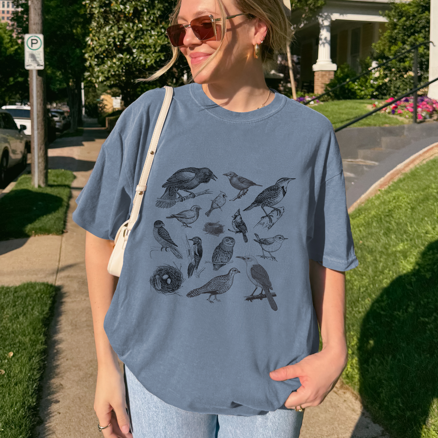 Shirtgeist Vintage Bird Shirt — front view on model