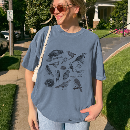 Shirtgeist Vintage Bird Shirt — front view on model