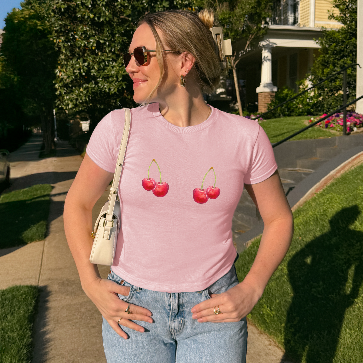 Shirtgeist Cherry Bra Baby Tee — styled look
