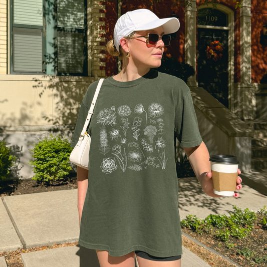 Shirtgeist Botanical Flower Tee — front view on model