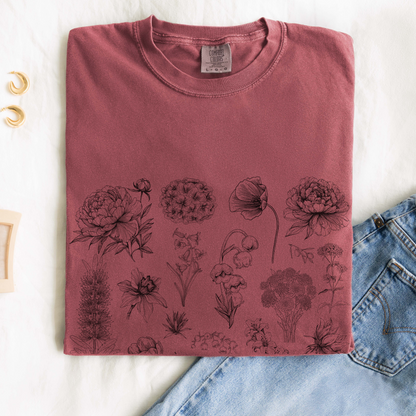 Shirtgeist Botanical Flower Tee — size chart