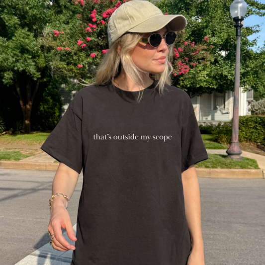 Shirtgeist That's Outside My Scope Shirt — front view on model