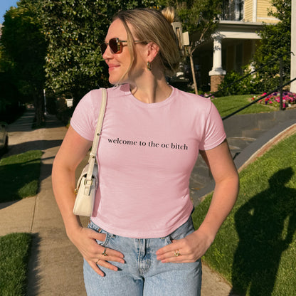 Shirtgeist Welcome to the OC Baby Tee — styled look