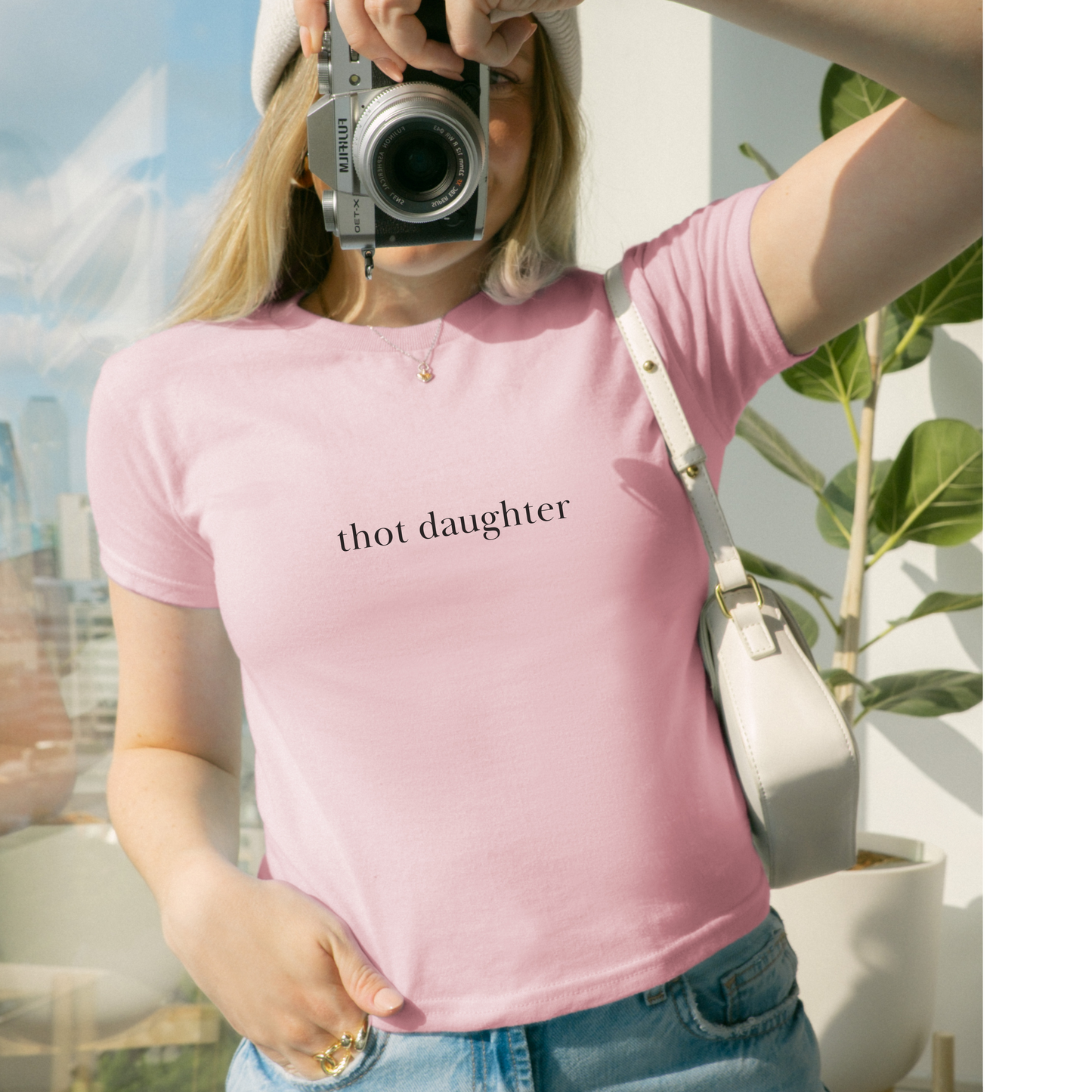 Shirtgeist Thot Daughter Baby Tee — flat lay