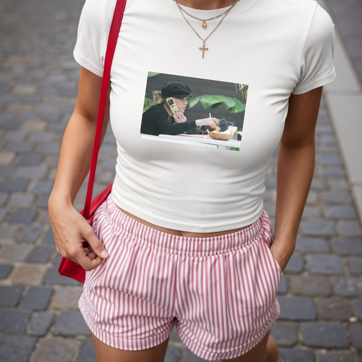 Shirtgeist Custom Photo Baby Tee — front view on model