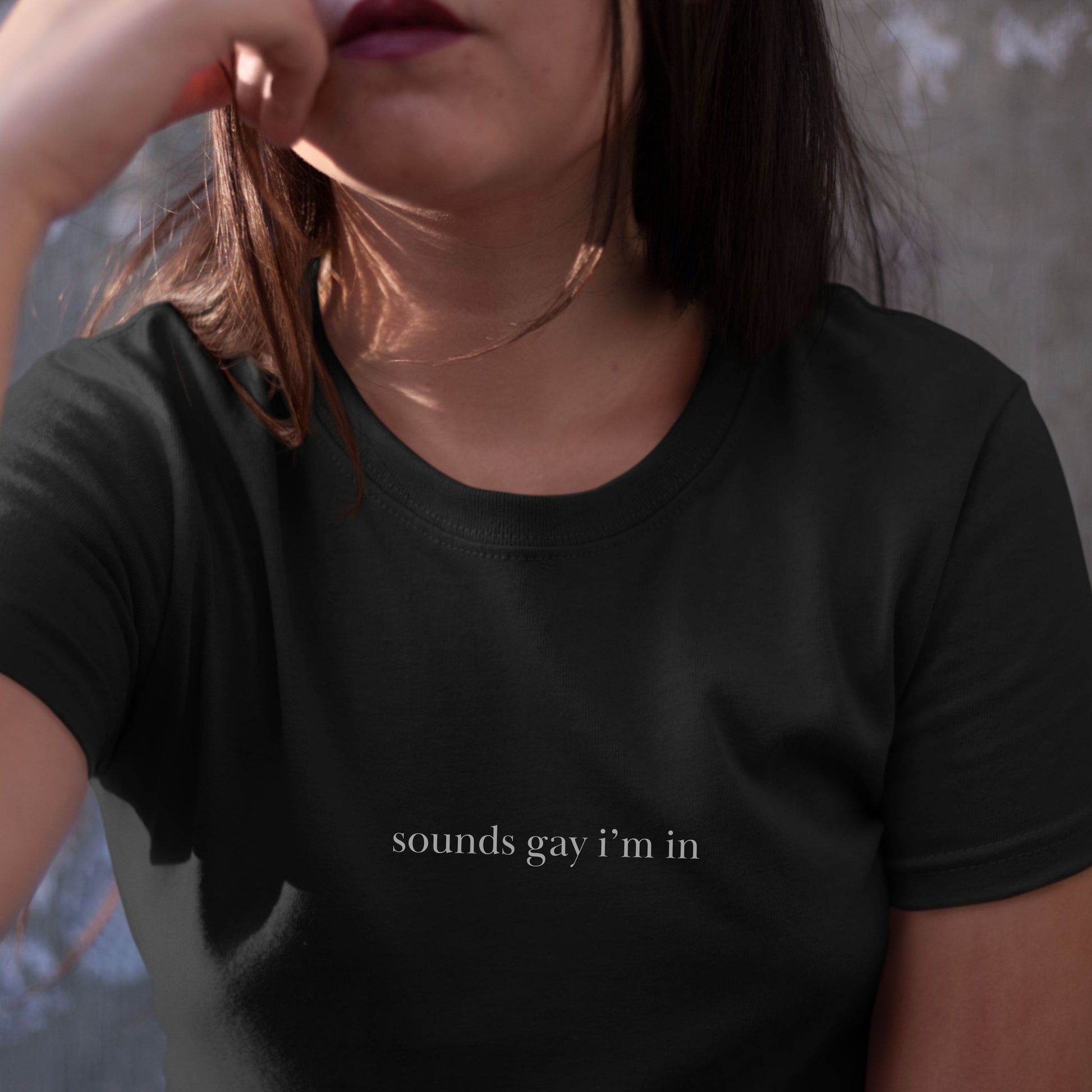 Shirtgeist Sounds Gay I'm In Shirt — front view on model