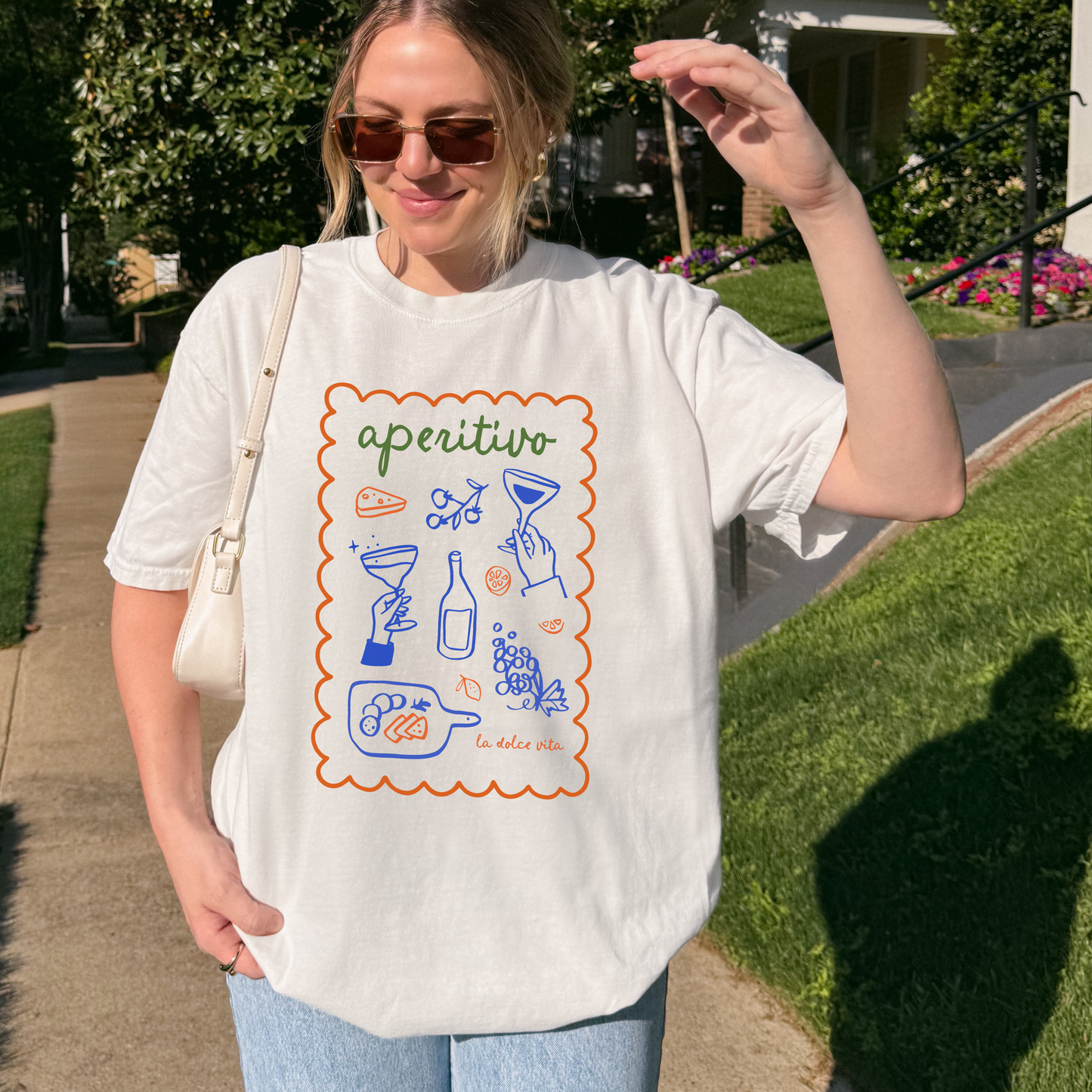 Shirtgeist Aperitivo Doodles Shirt — front view on model
