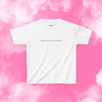 Shirtgeist Virgin Who Can't Drive Baby Tee — lifestyle photo