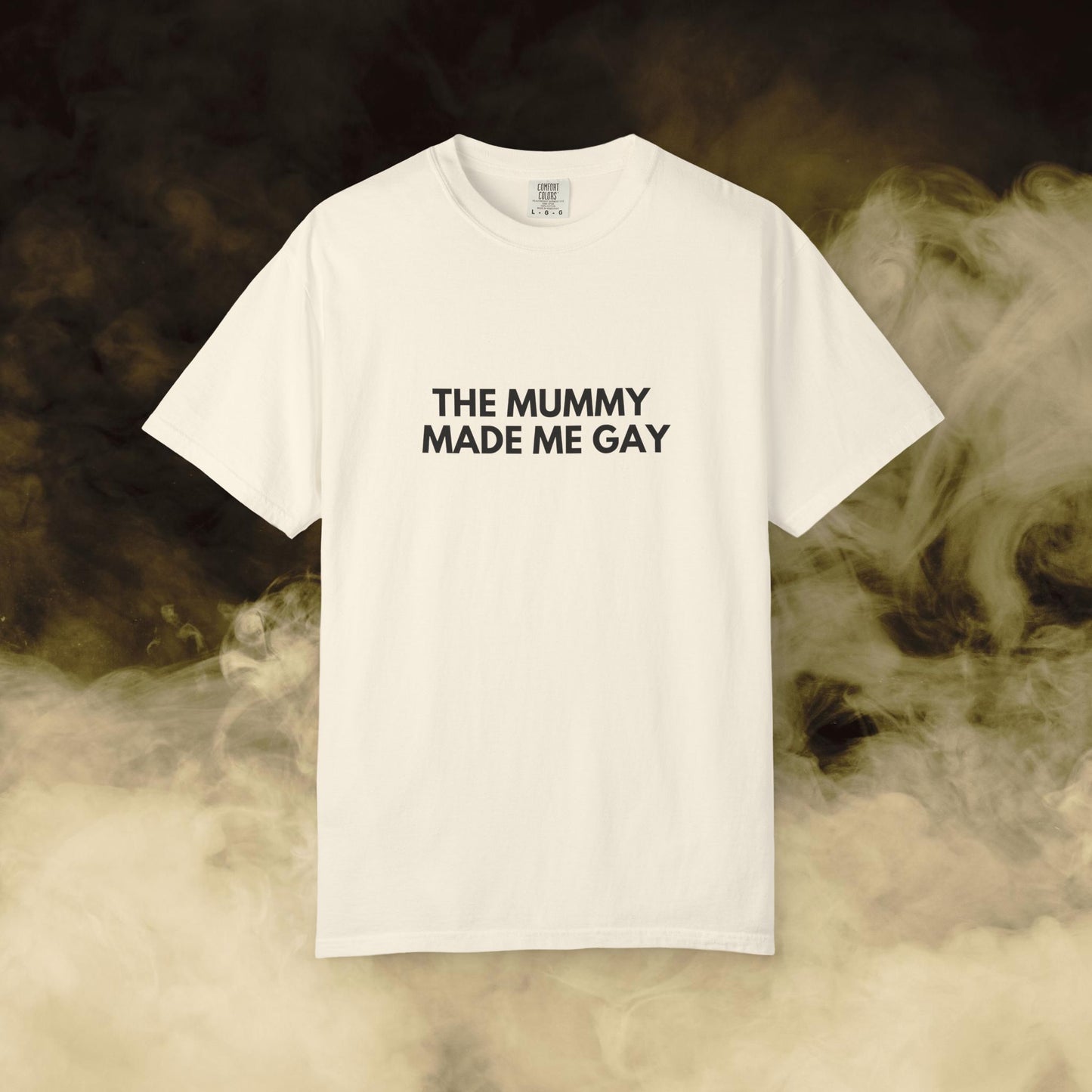 Shirtgeist The Mummy Made Me Gay Shirt — lifestyle photo