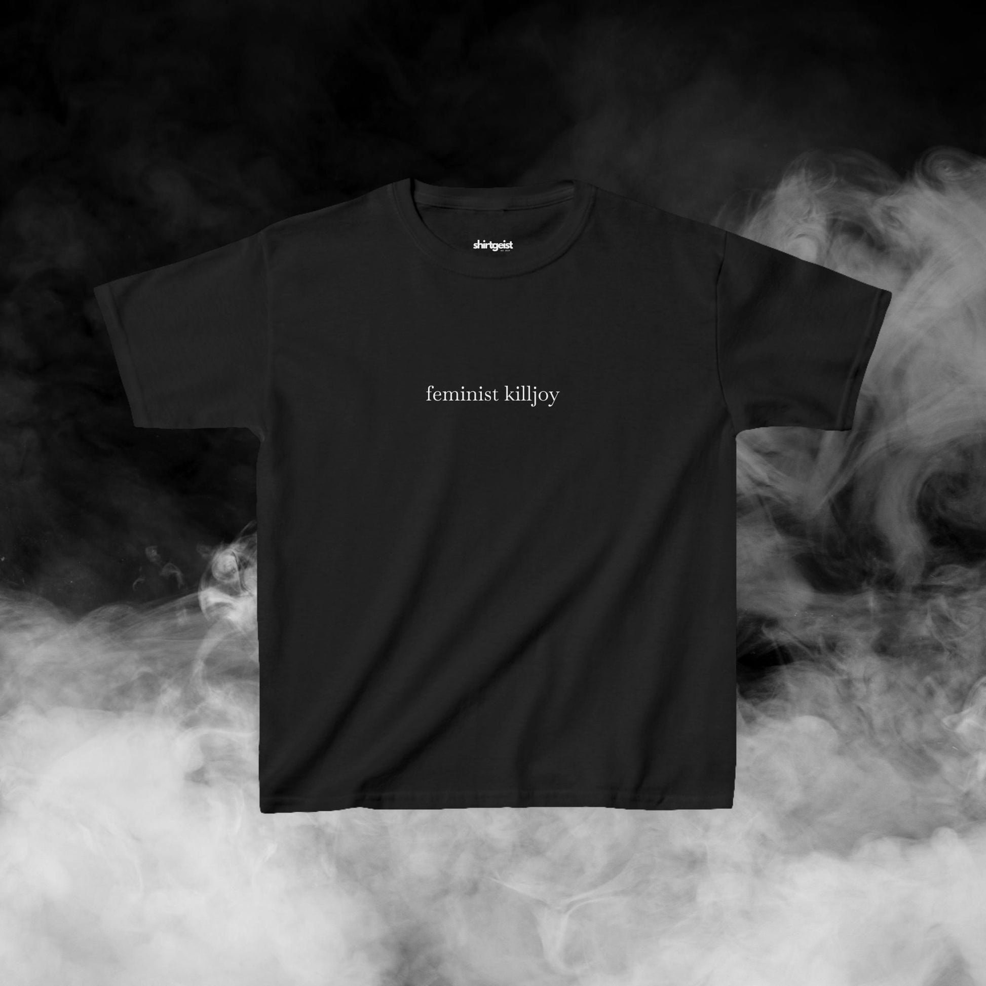 Shirtgeist Feminist Killjoy Baby Tee — detail shot