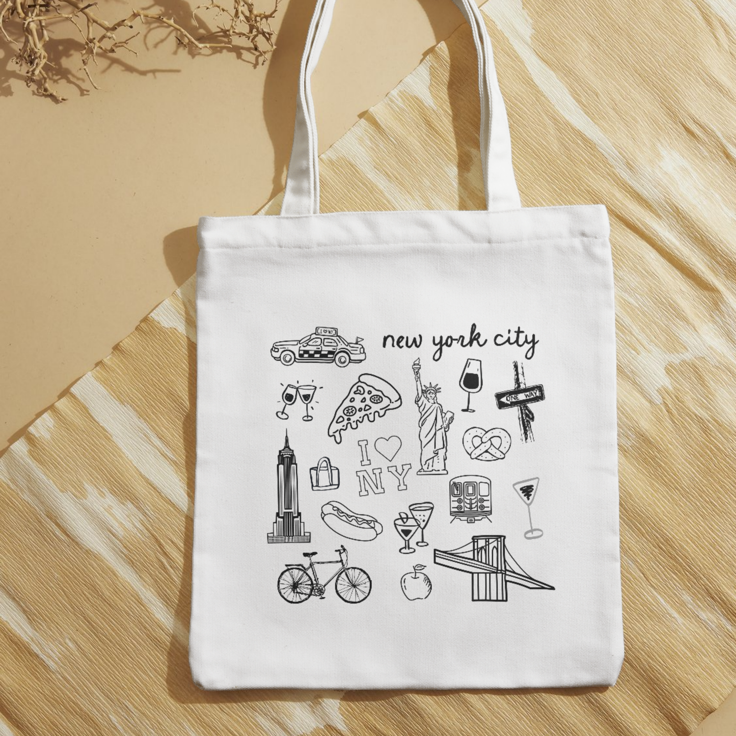 NYC Doodle Canvas Tote