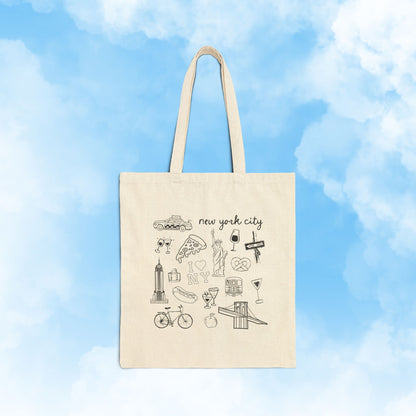 NYC Doodle Canvas Tote