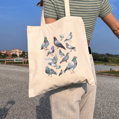Pigeon Illustration Tote Bag