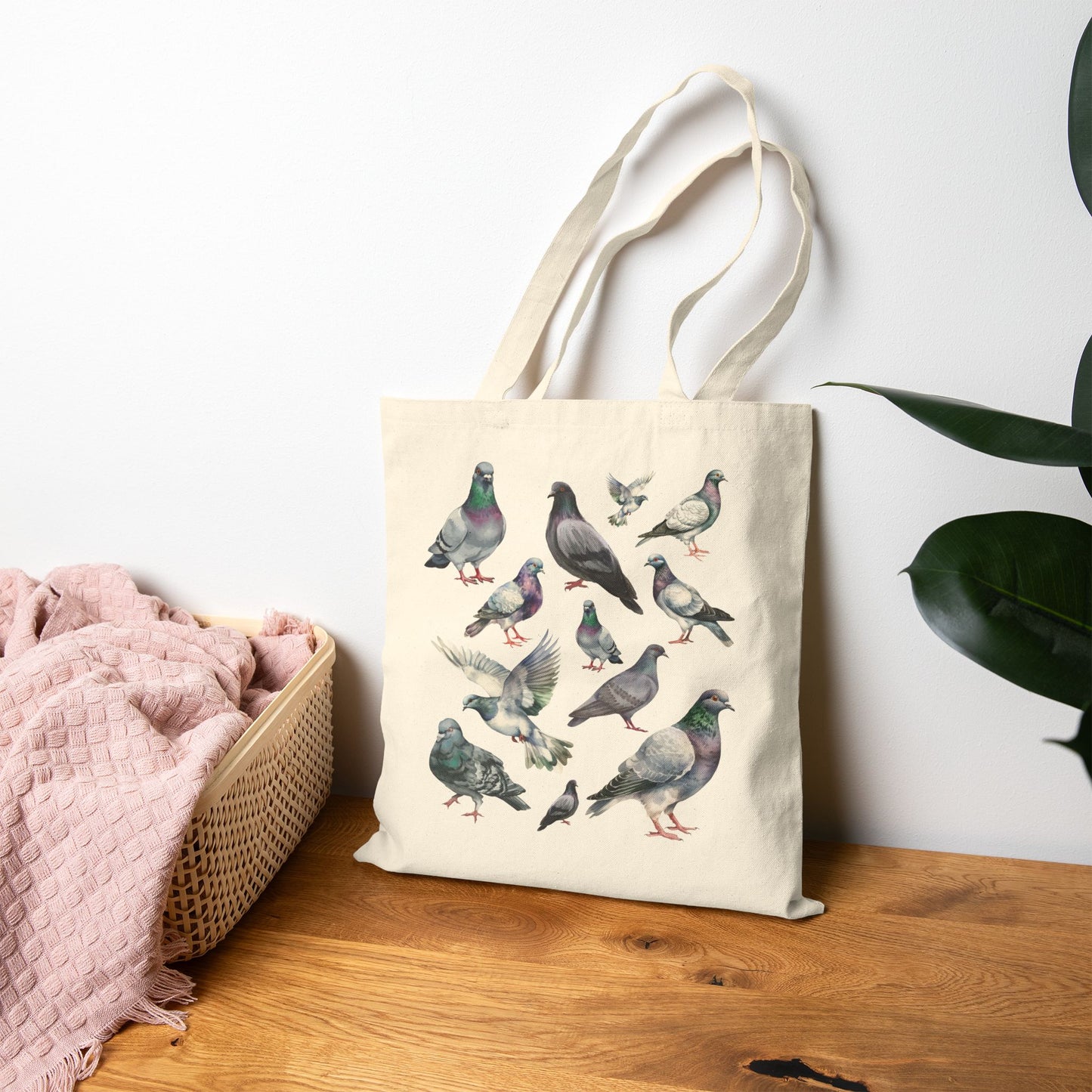 Pigeon Illustration Tote Bag