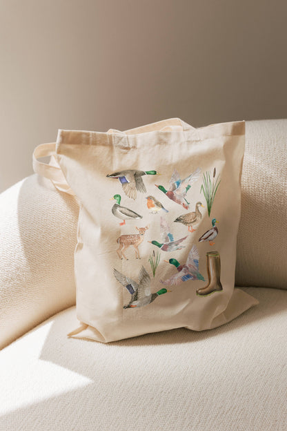 Vintage Wildlife Illustration Tote Bag